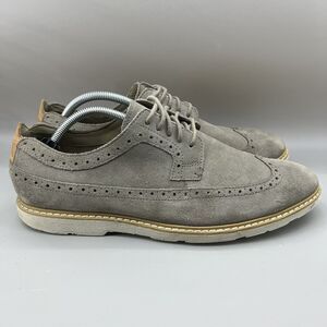 Clarks Gambeson Men Size 9.5 M Shoes Gray Suede Lace-Up Low Top Longwing Brogues